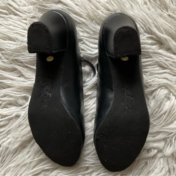 Very Fine Black Leather Ballroom Salsa Latin Dance Shoe High Heels EUC Size 8.5 - Picture 6 of 9